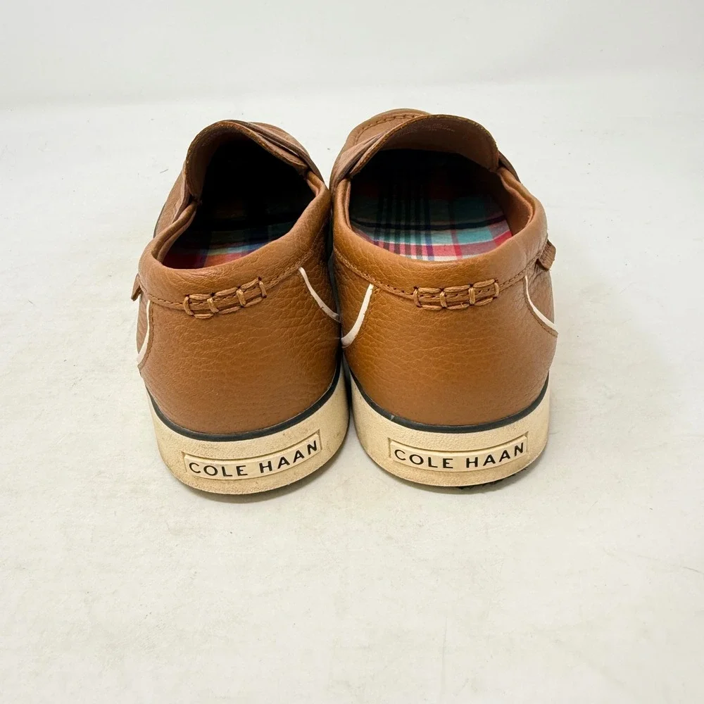 Cole Haan Penny Loafer Sneakers Tan Brown 8B Pebbled Leather Preppy‎ Old Money